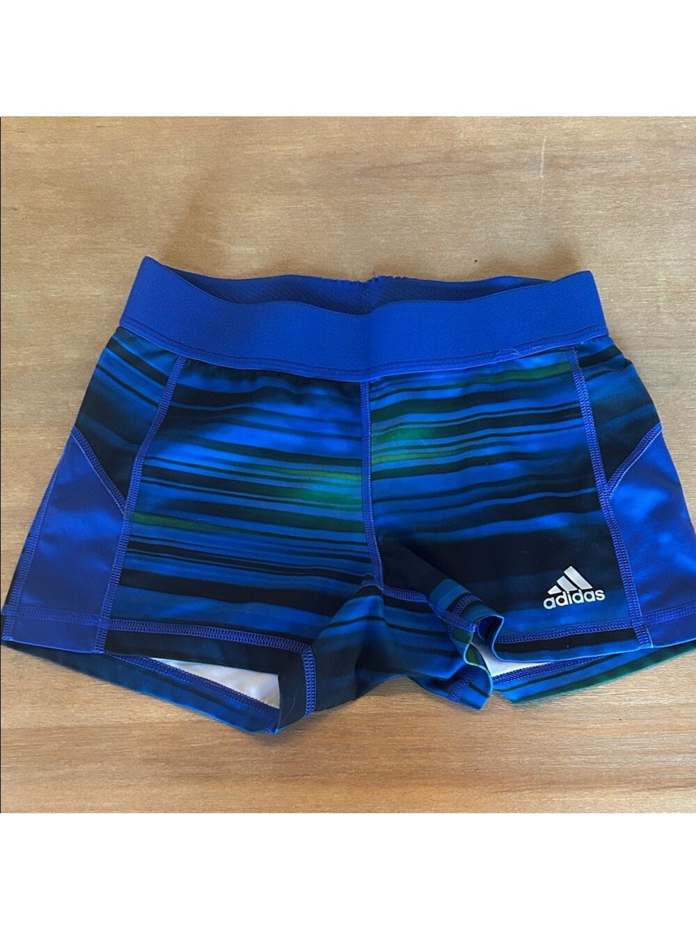 Adidas Multicolor Striped Performance Compression Shorts Small